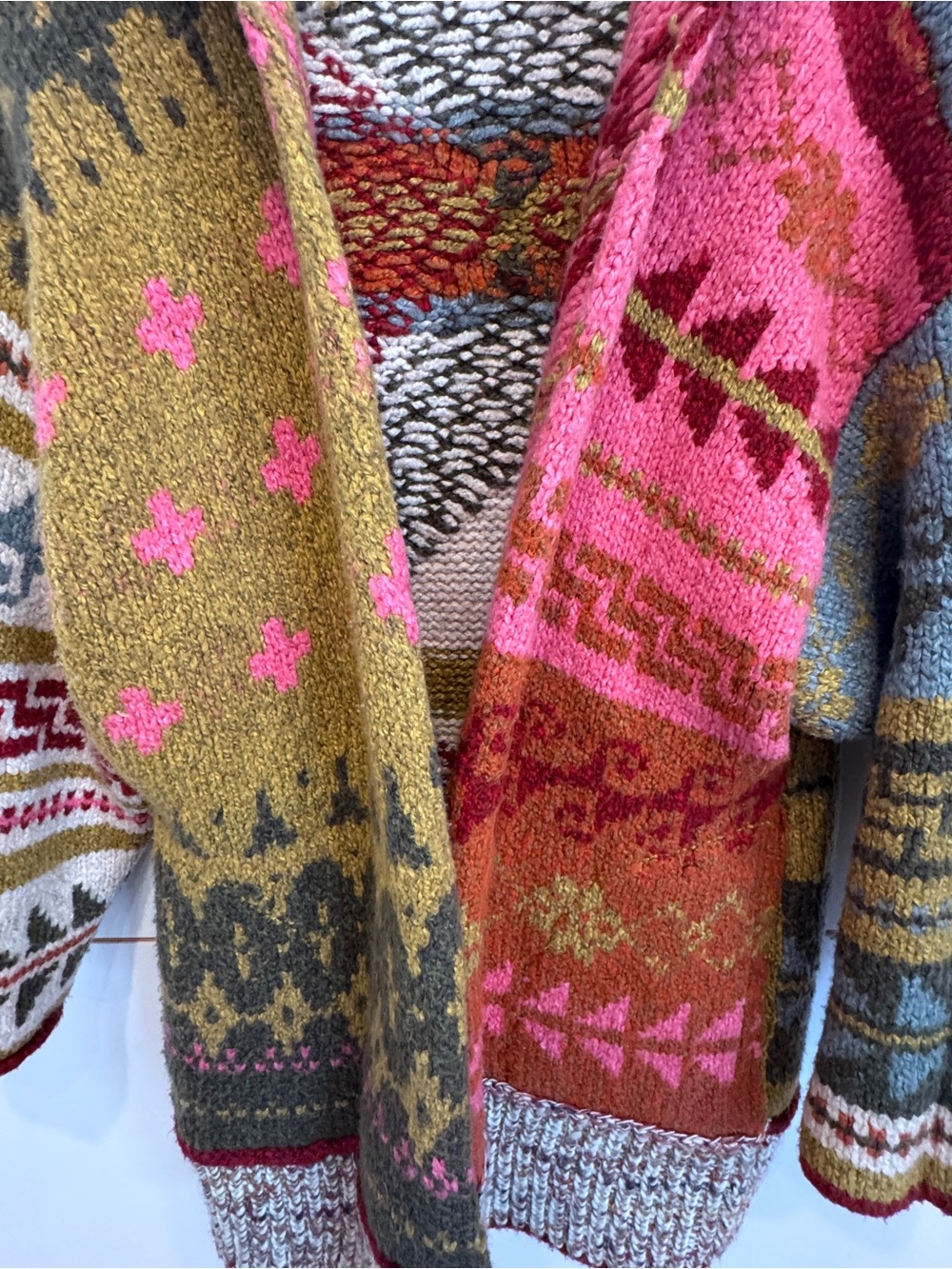 Free People Fair Isle Cotton Wool Wrap Hooded Cardigan - Picture 5 of 10